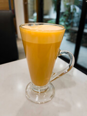 Iced Thai tea topping milk foam