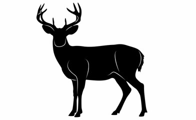 white background vector silhouette of deer