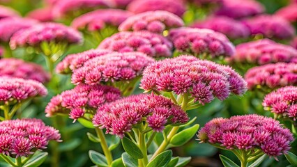 of a Sedum Spectabile bush isolated on , flora, plant, garden, nature, green, succulent, botany,