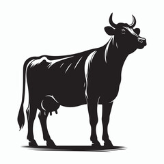 cow silhouette vector on white background