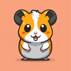 Naklejka premium cute hamster logo, simple flat, design with brown fur, wheel shape against a pink background, minimalist, color blocks