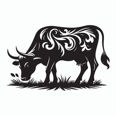 cow silhouette vector on white background
