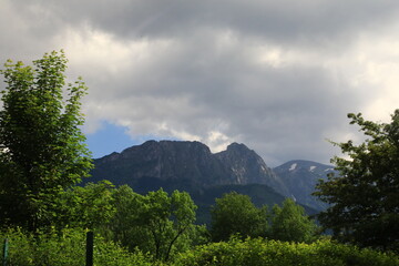 Distant mountains in the Central European landscape 