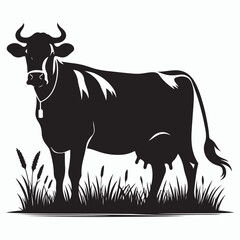cow silhouette vector on white background