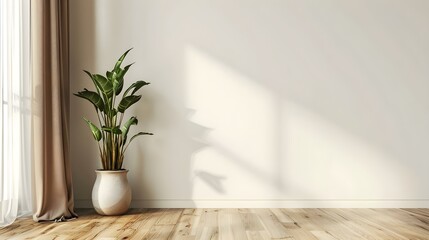 Plant against a white wall mockup