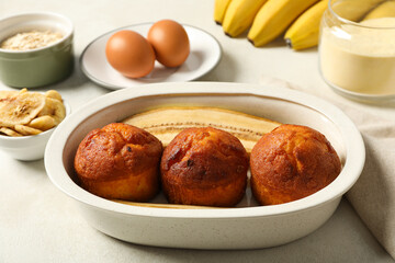 Tasty food with banana, concept of tasty food with banana