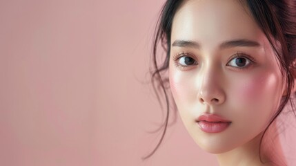 Fototapeta premium Young asian woman k-beauty makeup skincare commercial.