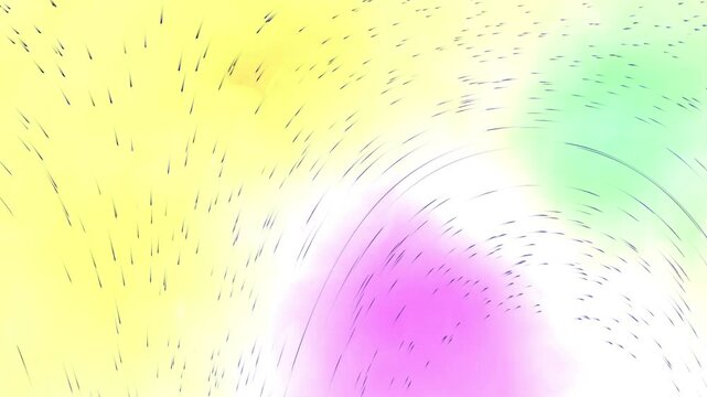 colorful circle background with jumping flying particles. abstract