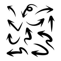 hand drawn arrow set. Doodle illustration.