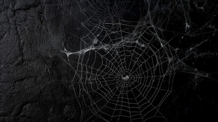 Intricate Spider Webs on Black Background.