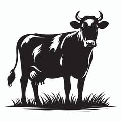 cow silhouette vector on white background