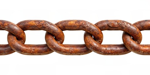 Fototapeta premium Rusty chain metal heavy isolated, rusty, chain, metal, heavy, isolated, old, weathered, industrial, texture, strong, strength