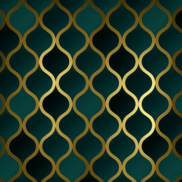 dark green and gold pattern, dark background, vector illustration