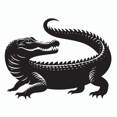 Crocodile silhouette vector on white background