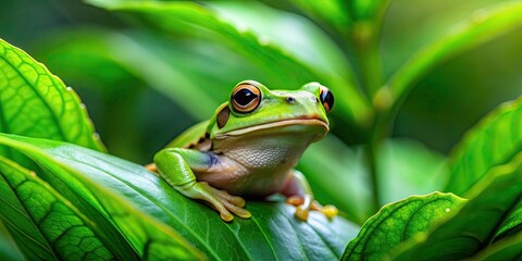 Raindrop frog blending in with wallpaper of vibrant green leaves, frog, raindrop, wallpaper, leaves, nature, camouflaged