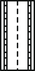 Minimalistic line art illustration of a straight road with markings leading towards infinity