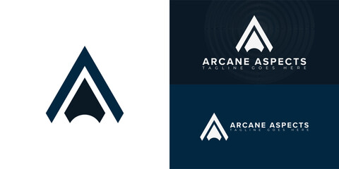 Abstract initial triangle letter A or AA logo in blue colors isolated on multiple background colors. The logo is suitable for business and technology company logo design inspiration templates.