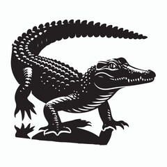 Crocodile silhouette vector on white background