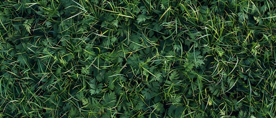 Panoramic close-up, high detail scan of grassy meadow texture, Generative AI 