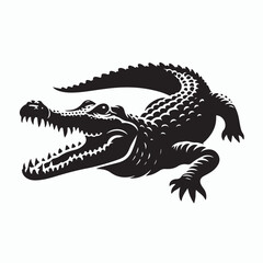 Crocodile silhouette vector on white background
