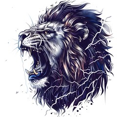 head lion with straight lightning