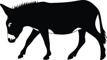 Donkey silhouette vector illustration set collection black on white background