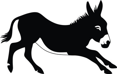 Donkey silhouette vector illustration set collection black on white background