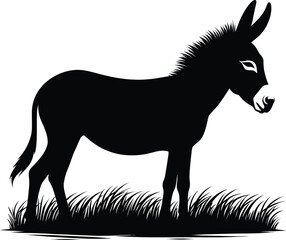 Donkey silhouette vector illustration set collection black on white background