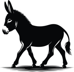 Donkey silhouette vector illustration set collection black on white background