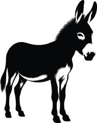 Donkey silhouette vector illustration set collection black on white background