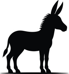 Donkey silhouette vector illustration set collection black on white background