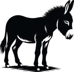 Donkey silhouette vector illustration set collection black on white background