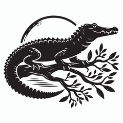 Crocodile silhouette vector on white background