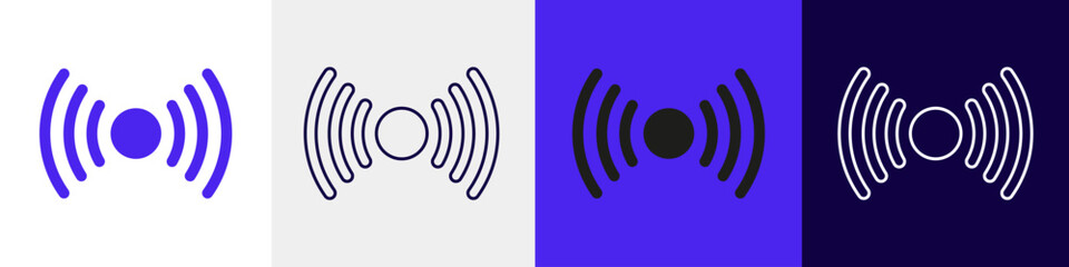 signal icons set. vector sillhouette and line icon set