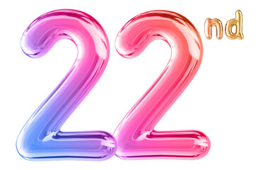 22nd Anniversary Gradient Number 3D