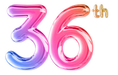36th Anniversary Gradient Number 3D