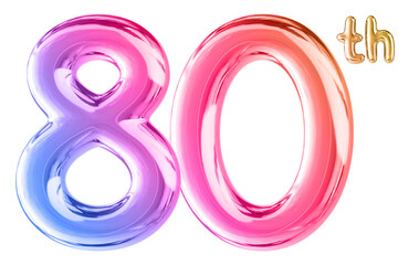 80th Anniversary Gradient Number 3D