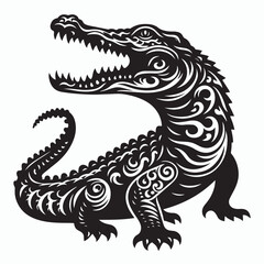 Crocodile silhouette vector on white background