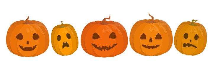 ハロウィンのカボチャ　ジャック・オー・ランタンのイラスト