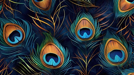 Peacock feather pattern wallpaper