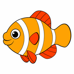 Anemonefish vector art illustration design in white background