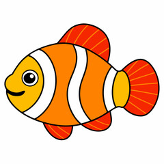 Anemonefish vector art illustration design in white background