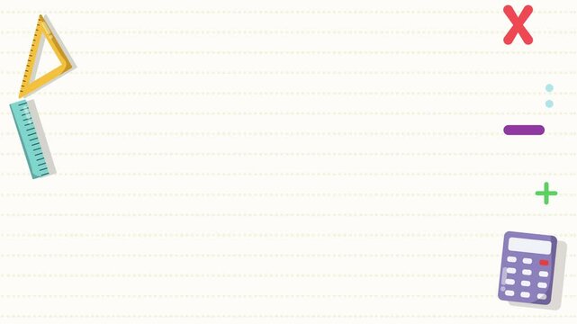 Footage animation of school theme math subject stationery for template copy space