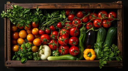Organic vegetables, healthy eating concept, black background.