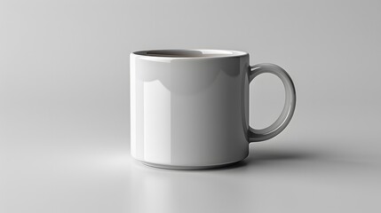 Obraz premium 3. A minimalist image with a white background displaying a plain ceramic coffee mug, centered and empty