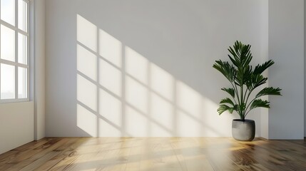 Bright living room interior with white empty wall
