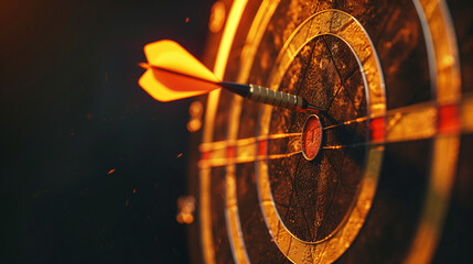 Target with arrow.  Almost hit the center of the target with an arrow