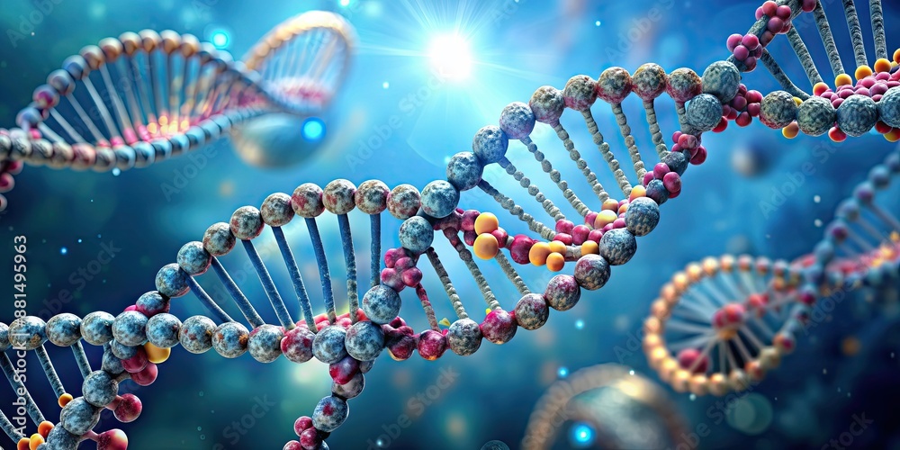 Poster of mRNA molecule showing genetic information transfer, mRNA, molecule, genetic, information, transfer, genetics, biology