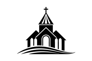 Minimalist church logo icon silhouette vector art illustration design