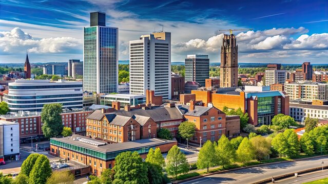 Wolverhampton's modern skyline featuring sleek buildings and architectural design, Wolverhampton, modern